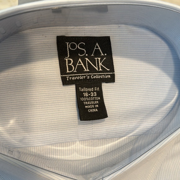 NWT JOS. A. BANK Traveler’s No wrinkle Mens Tailored Fit Dress Shirt Blue stripe - Picture 2 of 5